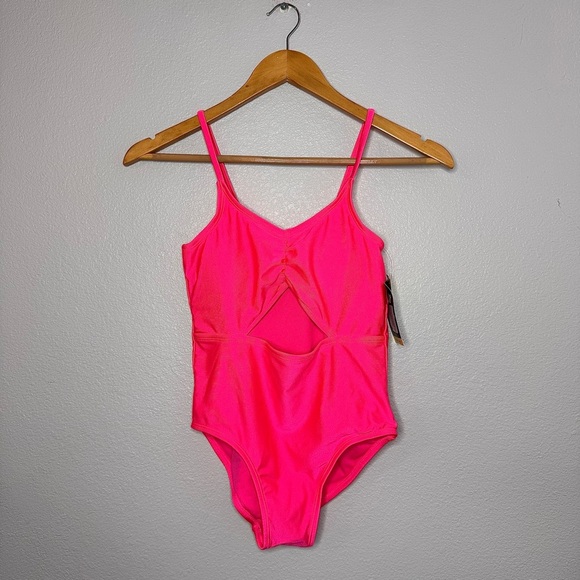 New Kids Art Class Hot Pink Large (10/12) One Piece Swimsuit Adjustable Straps - Picture 1 of 15